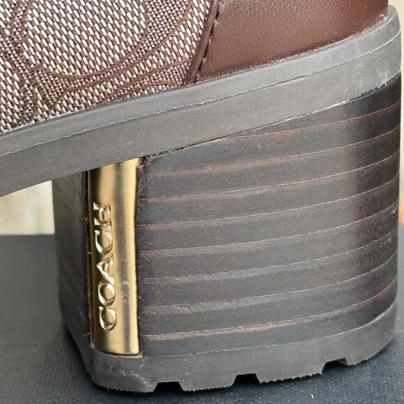 COACH CORA JACQUARD MONOGRAM LOAFER 8 Women's Retro Chunky Heel Shoe Brown New - Picture 4 of 12